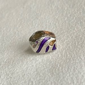 Kalia Sterling Silver 3D fish charm with purple enamel accent